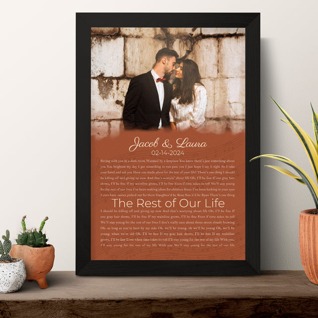Half Song Lyrics Orange Framed Art Print, Custom Song Lyrics Name Date