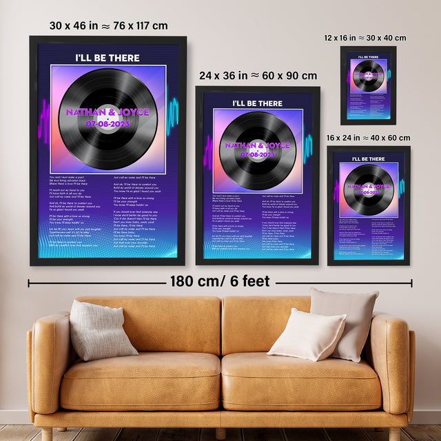 Personalized Song Lyrics Vinyl Record Framed Art Print