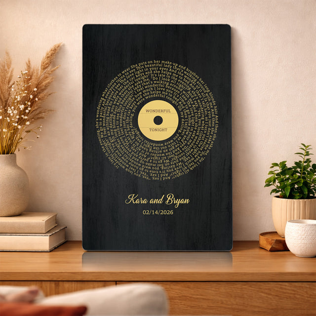 Personalized Gold Vinyl Song Lyrics Metal Print
