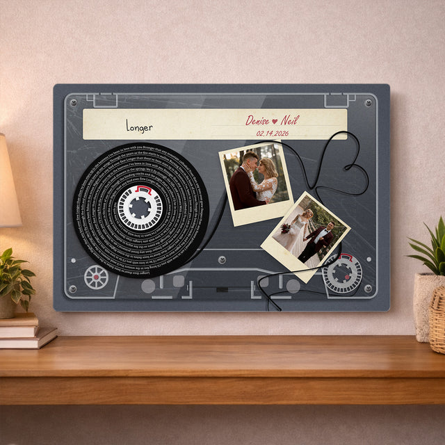 Personalized Cassette Photo & Song Lyrics Metal Print