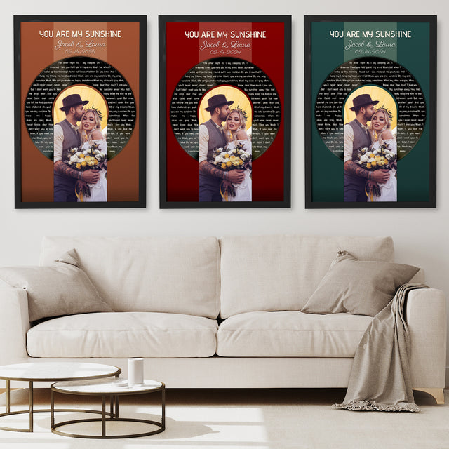 Vintage Maroon Framed Art Print, Custom Song Lyrics Name Date