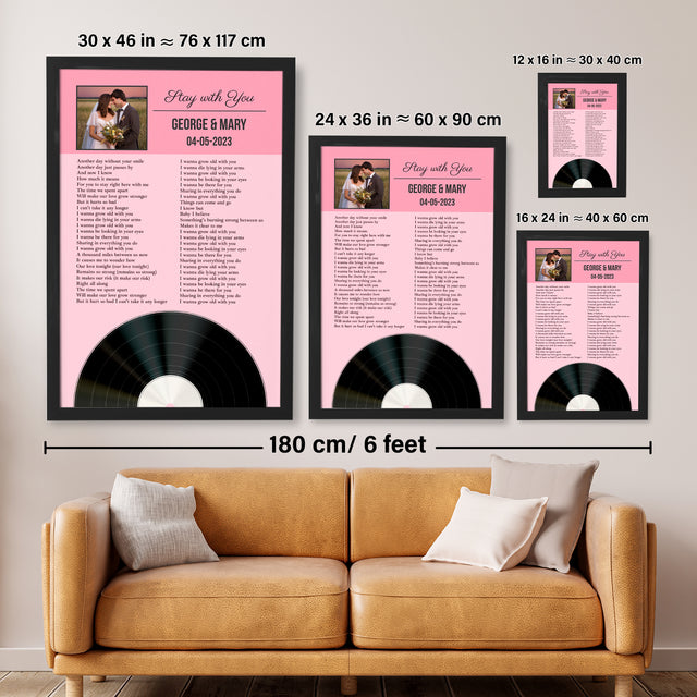 Tickled Pink Framed Art Print, Personalized Song Lyrics & Photo