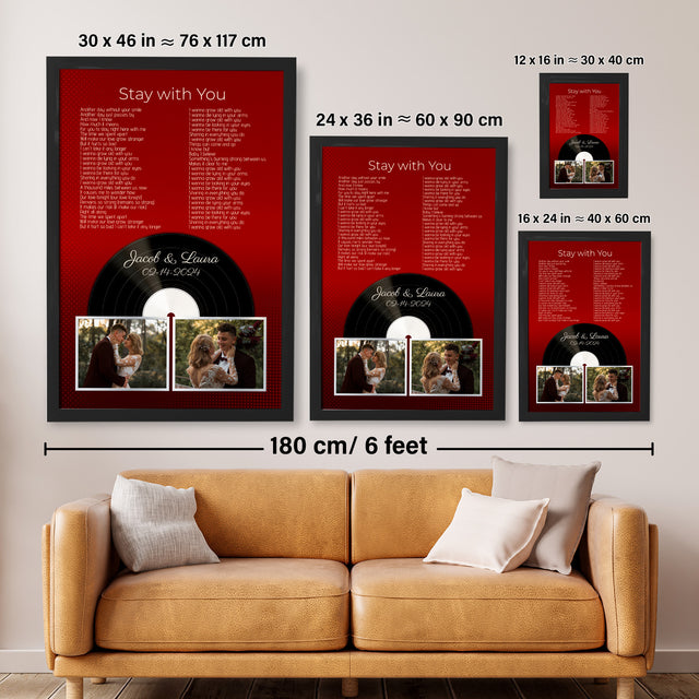 Personalized Retro Maroon Vinyl Record Framed Art Print