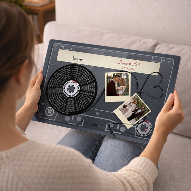 Personalized Cassette Photo & Song Lyrics Metal Print