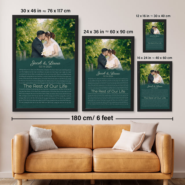 Half Song Lyrics Green Framed Art Print, Custom Song Lyrics Name Date