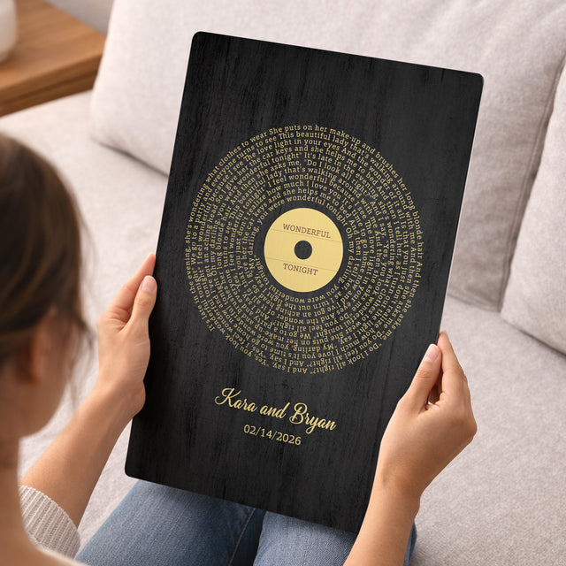 Personalized Gold Vinyl Song Lyrics Metal Print