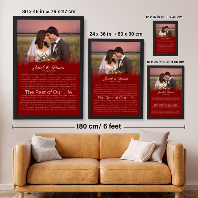 Half Song Lyrics Maroon Framed Art Print, Custom Song Lyrics Name Date