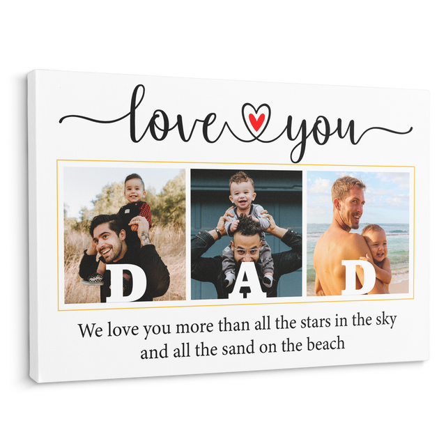 Love You Dad Custom Photo - Customizable White Background Canvas