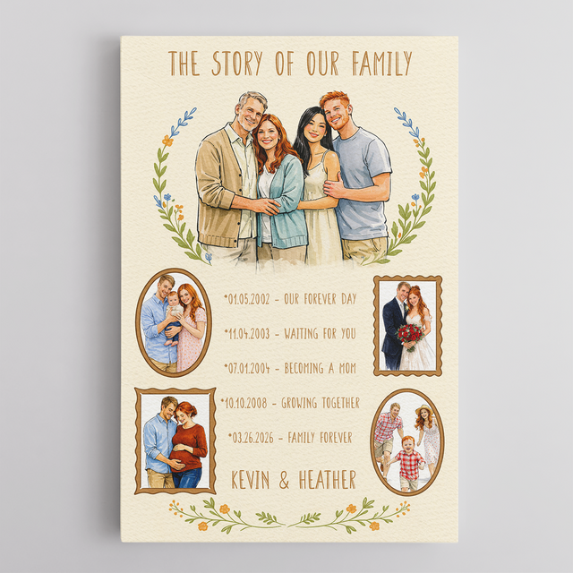 The Story of Our Family Canvas, Mother’s Day Gift for Mom