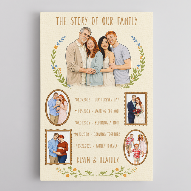 The Story of Our Family Canvas, Mother’s Day Gift for Mom