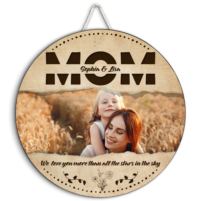 Mom, Customizable Photo And Name, Custom Round Wood Sign
