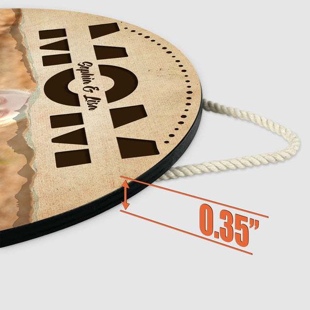 Mom, Customizable Photo And Name, Custom Round Wood Sign