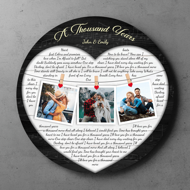 Song for Dad Round Wood Sign, Custom Name Photo Song