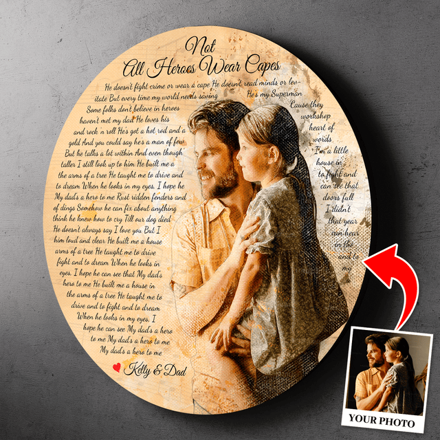 Song Of My Father Round Wood Sign, Custom Name Photo