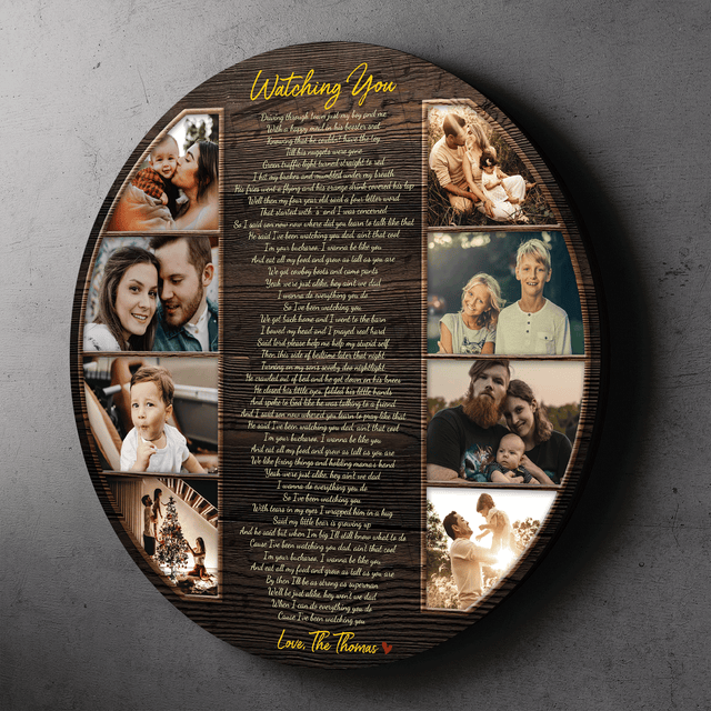 Daddy Lessons Round Wood Sign, Custom Name Photo