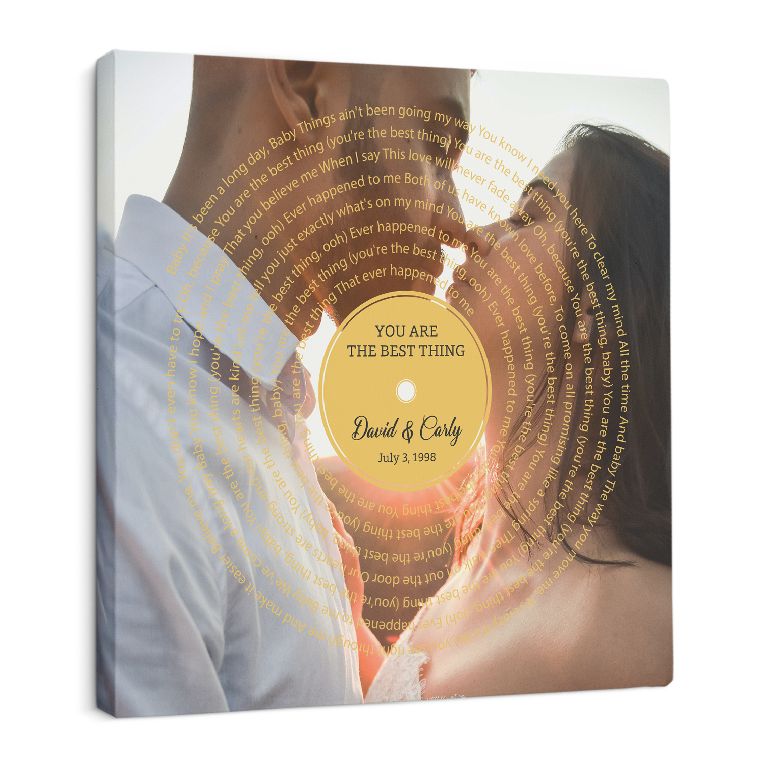 Custom Song Lyrics, Canvas Wall Art, Upload Photo, Vinyl Record