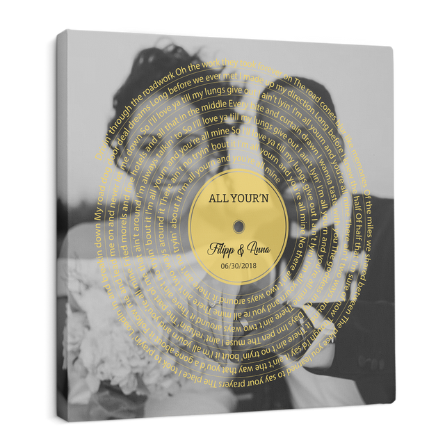 Custom Song Lyrics, Canvas Wall Art, Upload Photo, Vinyl Record