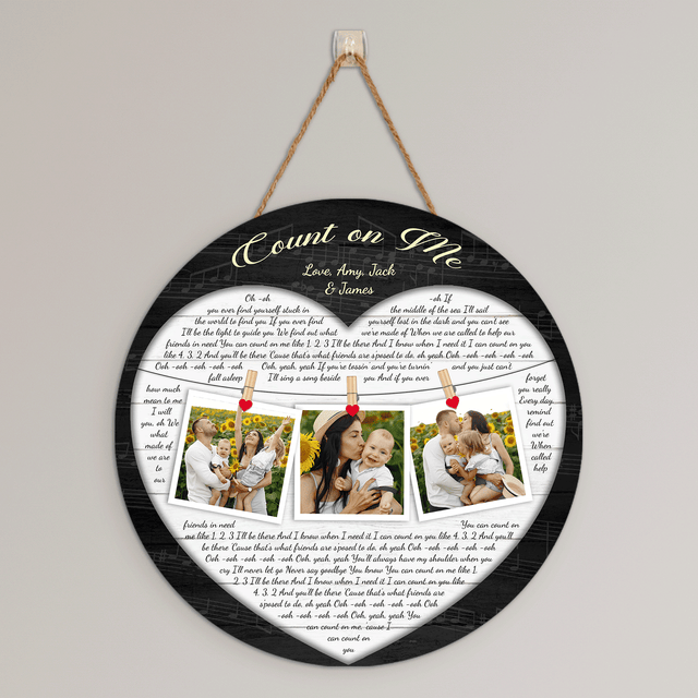 Song for Dad Round Wood Sign, Custom Name Photo Song