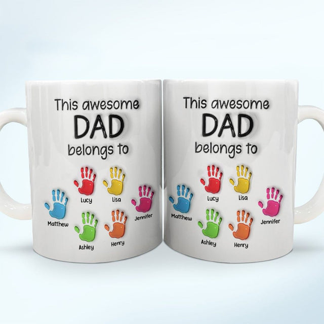 This Awesome Dad Grandpa Belongs To Custom 3D Inflated Effect Mug