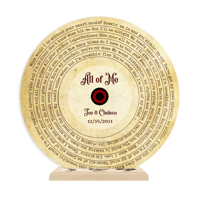 Custom Song Lyrics, 3 Hearts Photos Wooden Stand, Acrylic Record