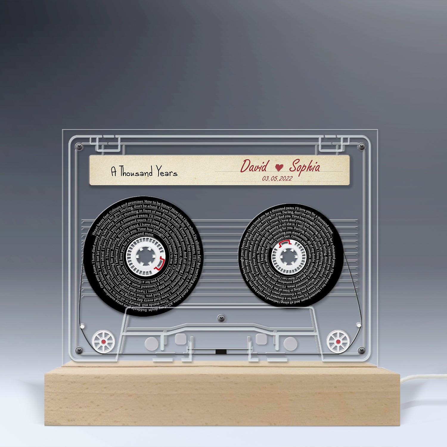 Personalized Song Lyrics with Cassette Tape - Led Light