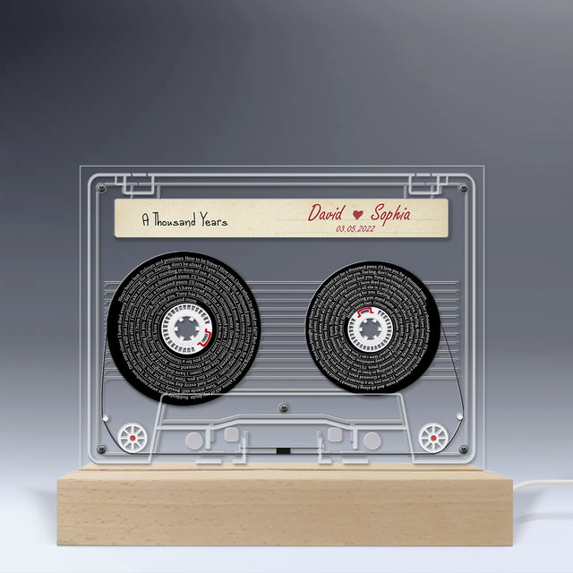 Personalized Song Lyrics with Cassette Tape - Led Light