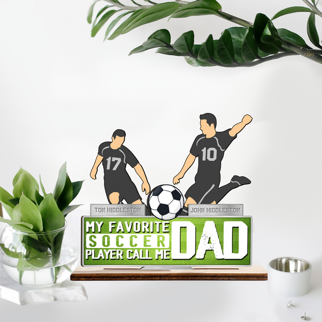 My Favorite Player Calls Me Dad, Customizable Name, Wooden Plaque 3 Layers