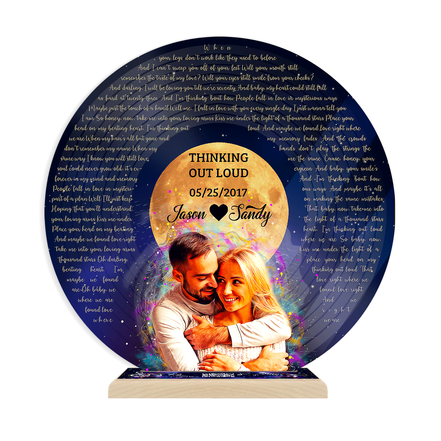 Custom Song Lyrics, Music QR Star Wood Stand, Acrylic Record