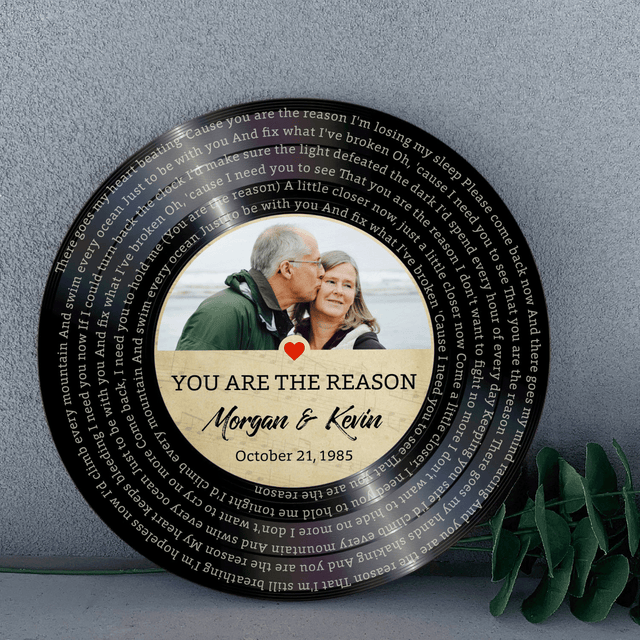 Custom Round Sign, Customizable Song Lyrics, Photo And Text, Vinyl Record, Gift For Couple