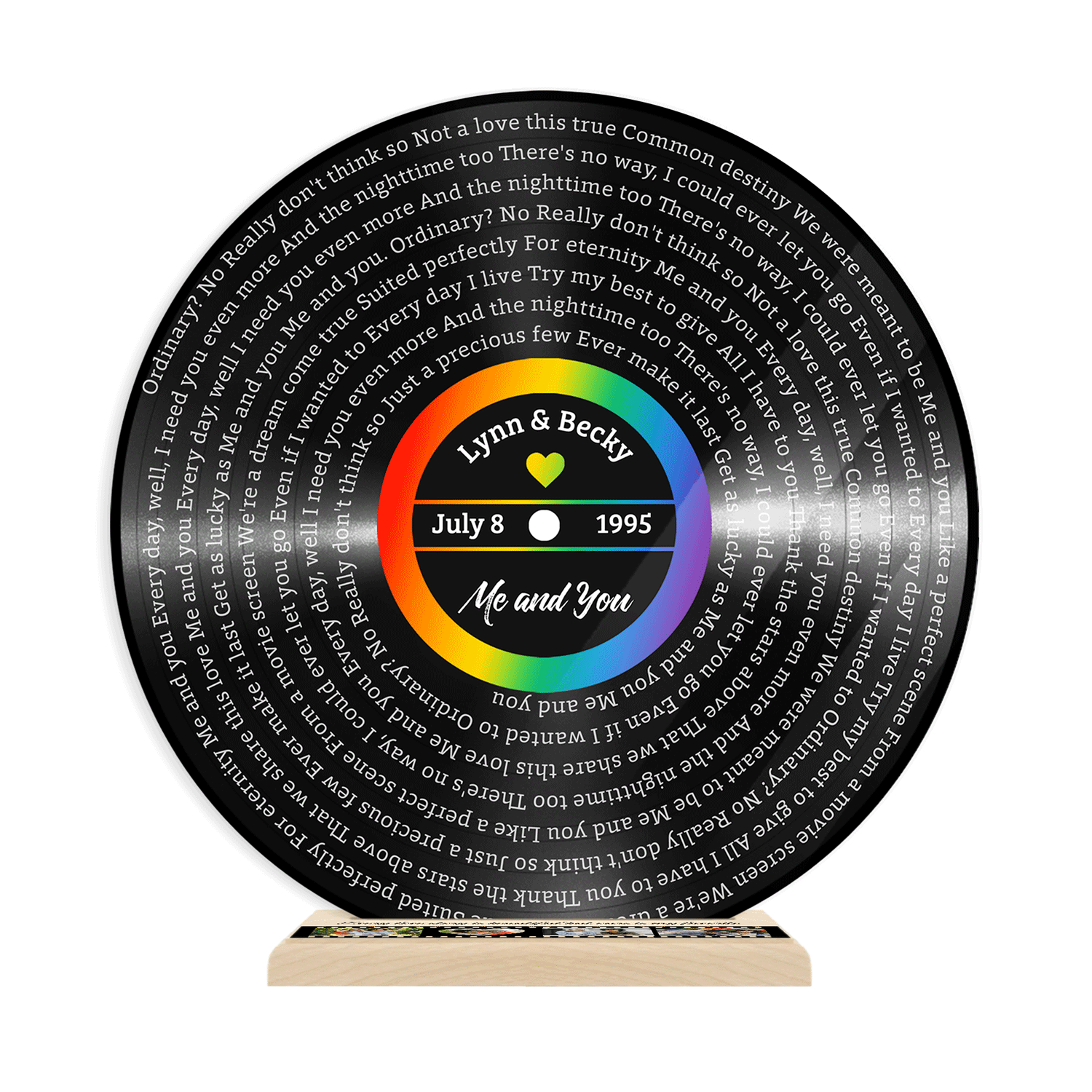 Custom Song Lyrics, Rainbow Wooden Stand, Acrylic Record