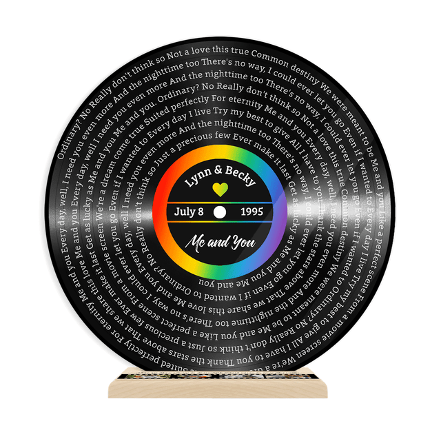 Custom Song Lyrics, Rainbow Wooden Stand, Acrylic Record