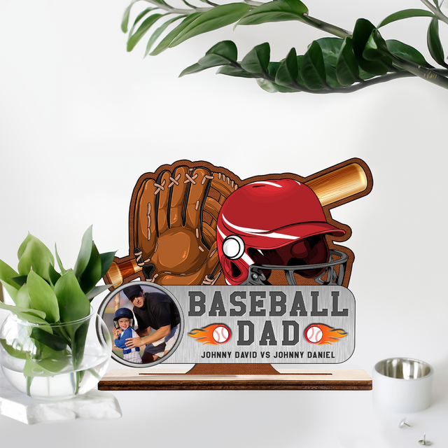 Custom Photo, Baseball Dad, Wooden Plaque 3 Layers