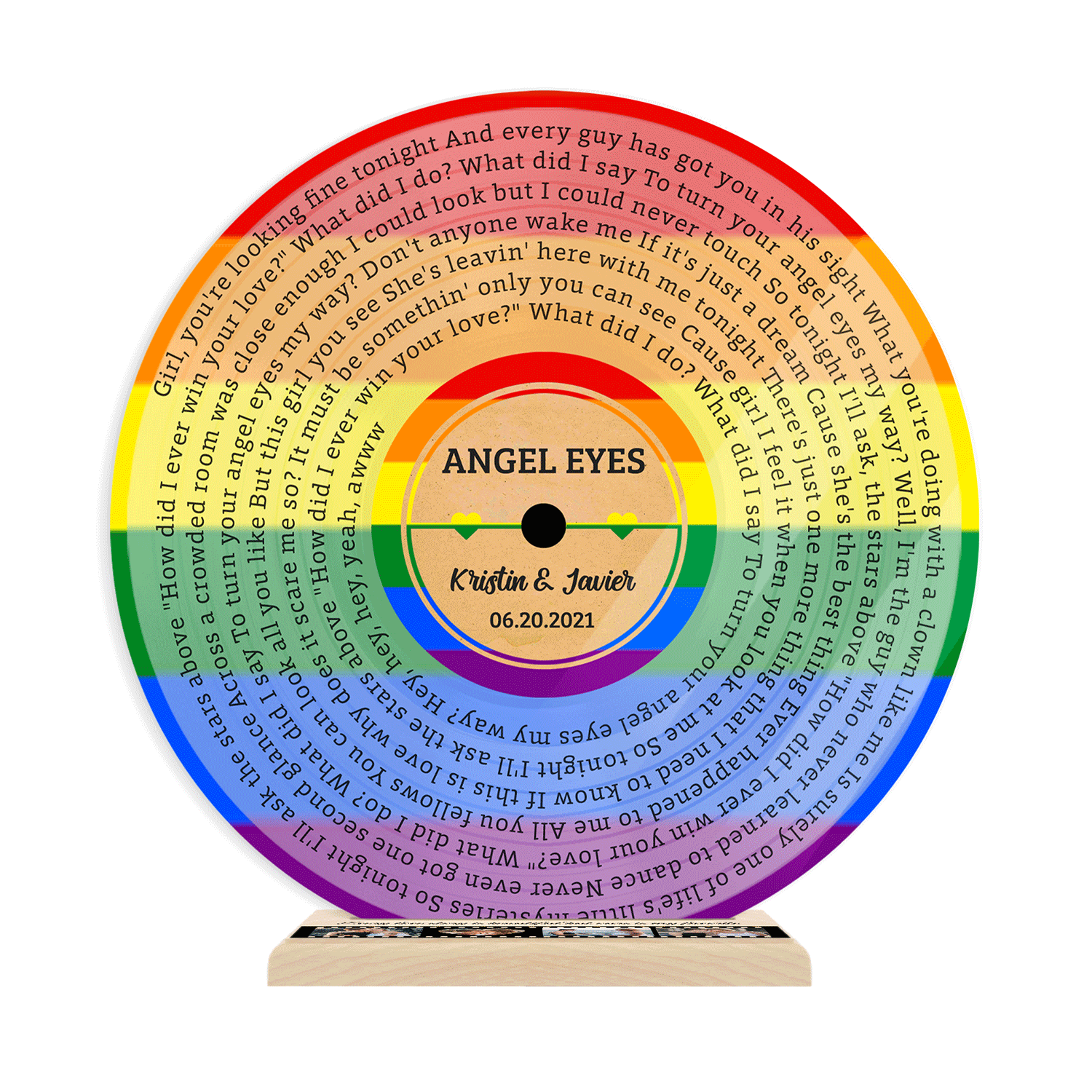 Custom Song Lyrics, LGBT Wood Stand, Acrylic Vinyl Record