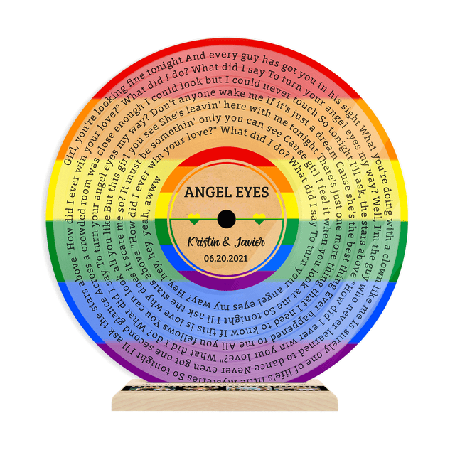 Custom Song Lyrics, LGBT Wood Stand, Acrylic Vinyl Record