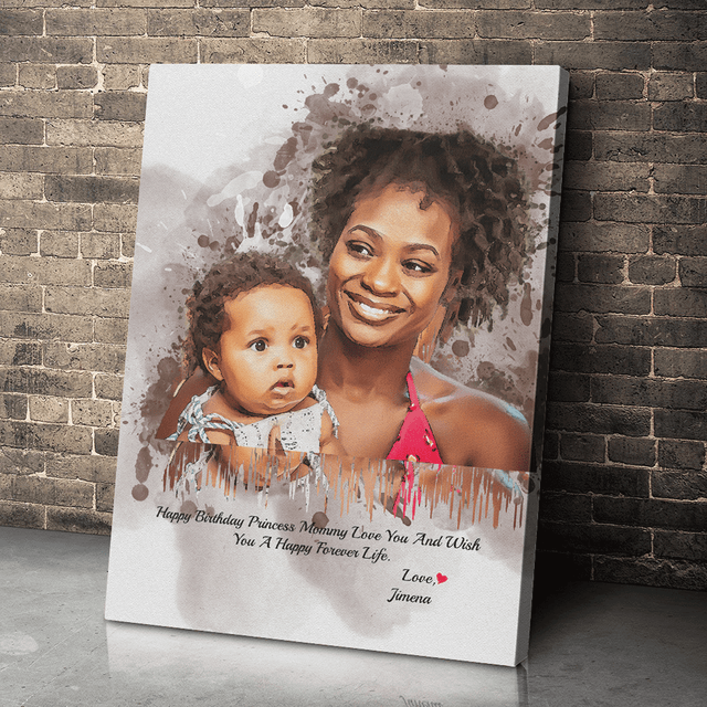Custom Portrait From Photo, Watercolor Painting Canvas Wall Art