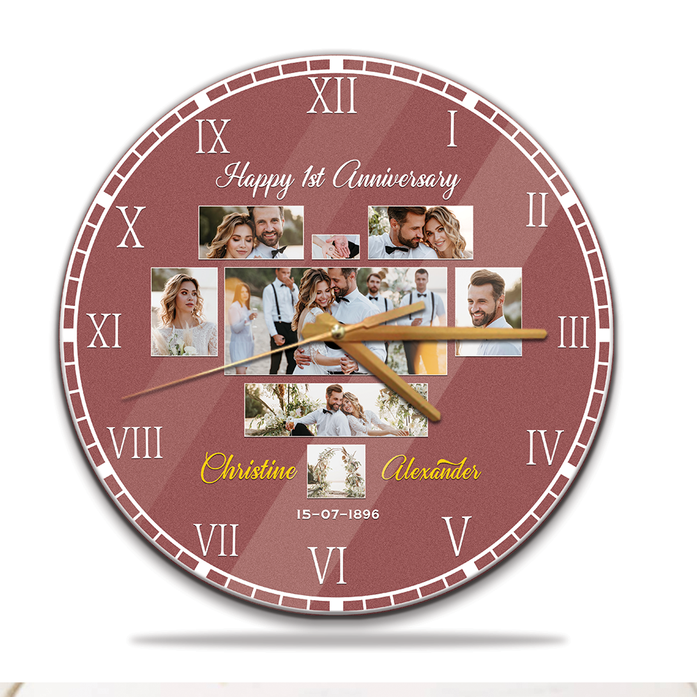 Custom Happy 1st Anniversary, Wall Clock