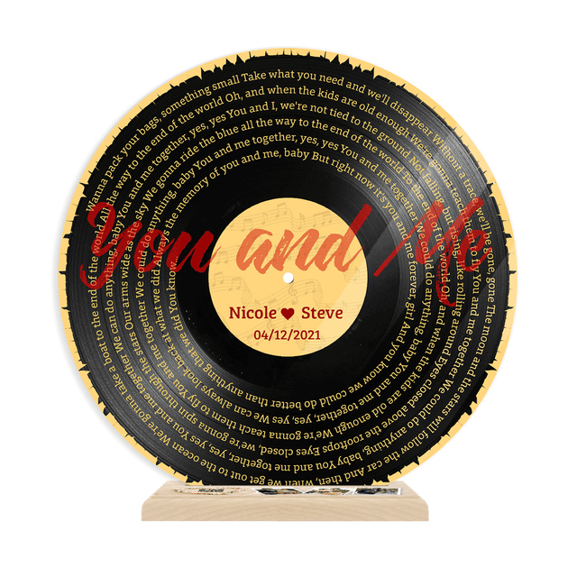 Custom Song Lyrics, QR 3 Photos Wood Stand, Acrylic Record