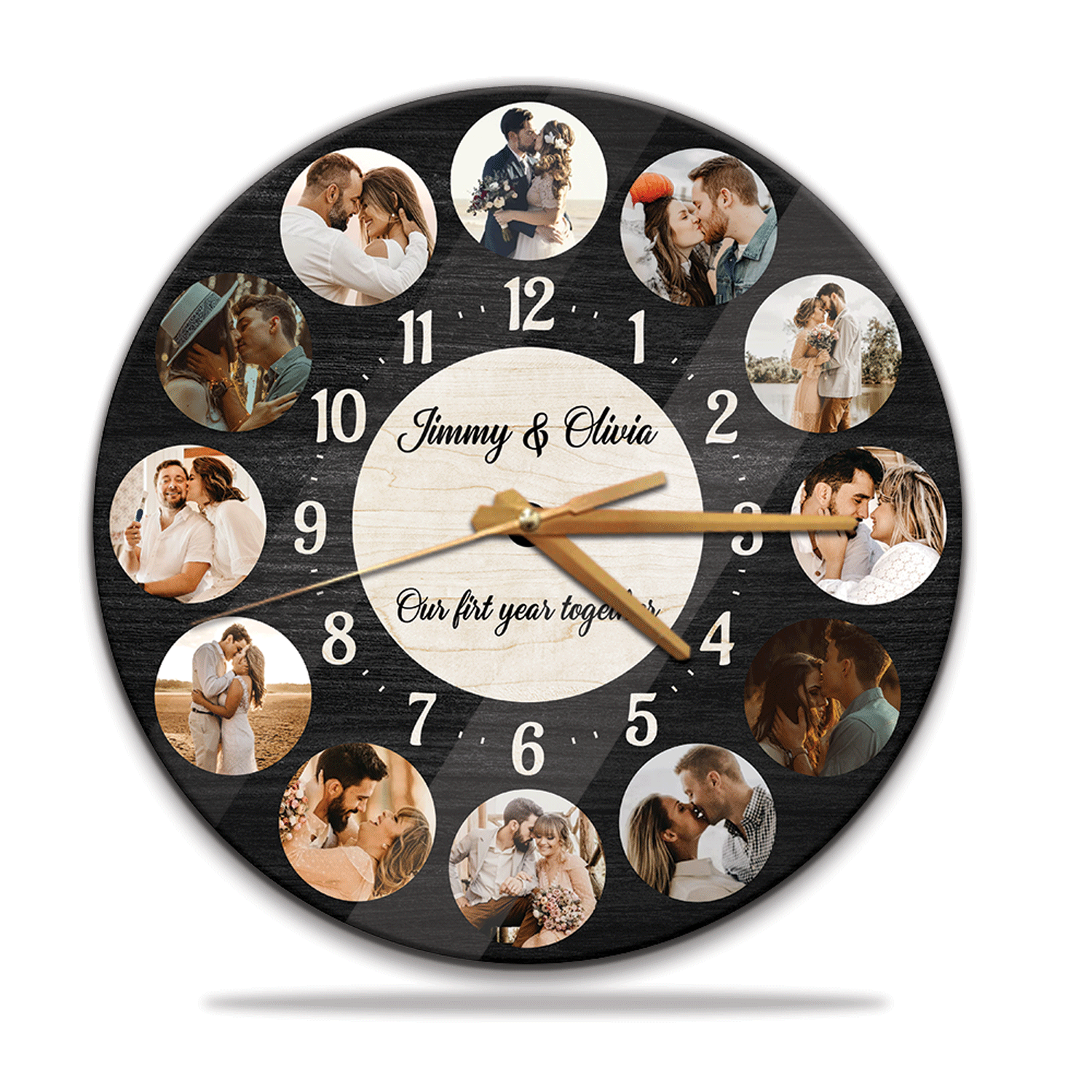 Custom Name And Text, Our First Year Together Wall Clock