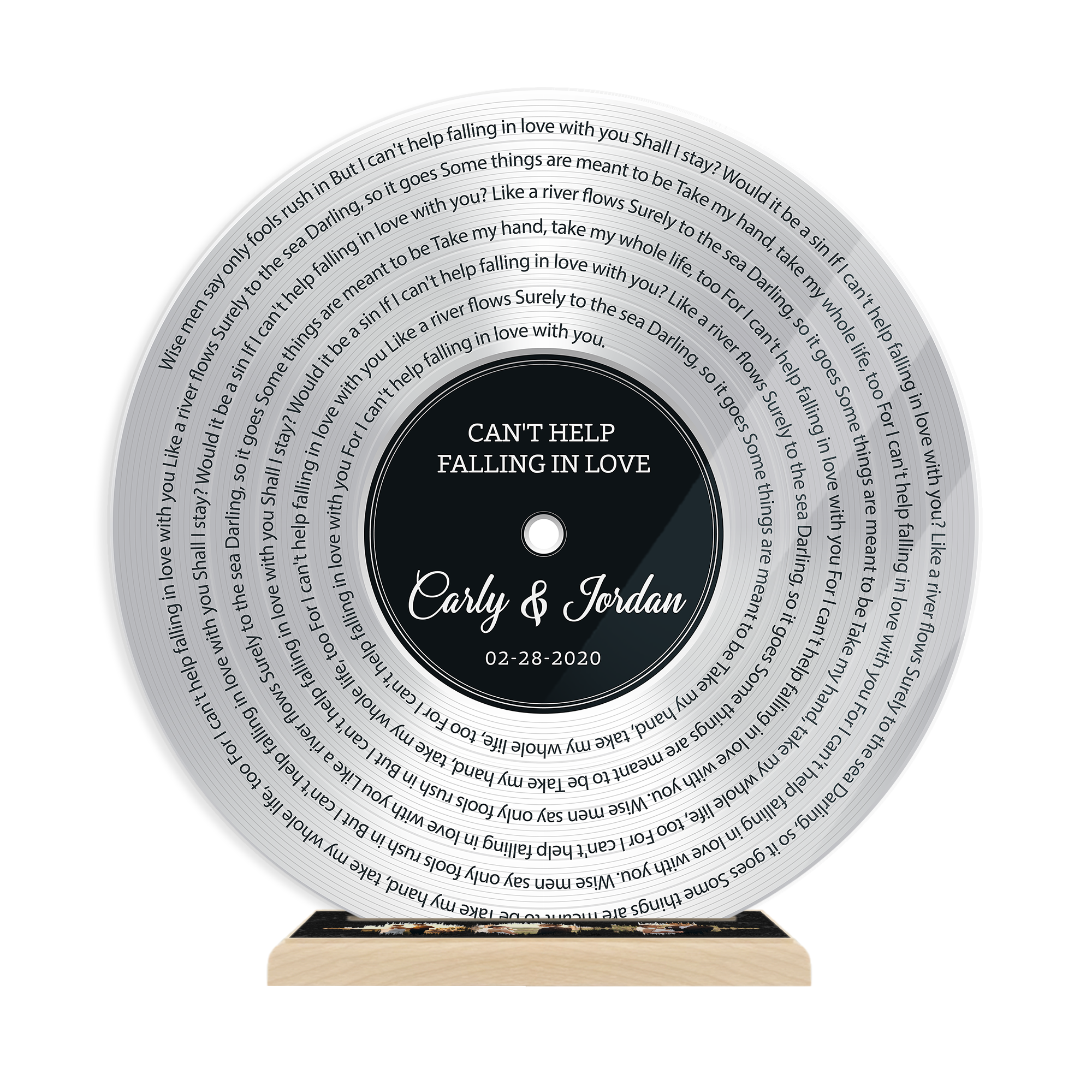 Custom Song Lyrics & Upload Photos Silver, Acrylic Record