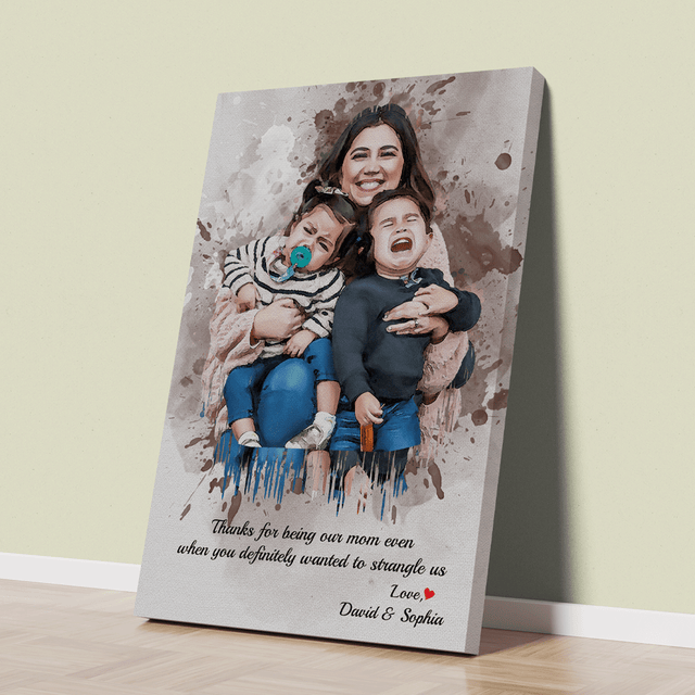 Custom Portrait From Photo, Watercolor Painting Canvas Wall Art