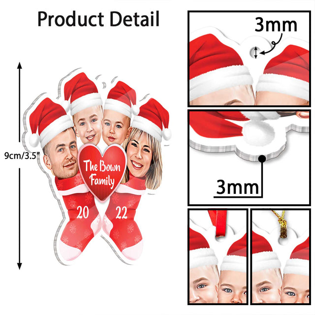 Custom Face From Photo, Stocking Christmas Shape Ornament 2 Sides