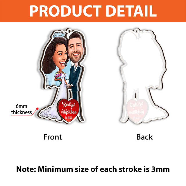 Custom Face From Photo, Bride and Groom, Christmas Shape Ornament 2 Layer