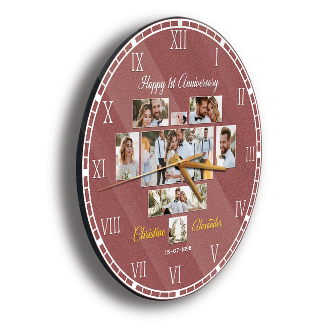 Custom Happy 1st Anniversary, Wall Clock