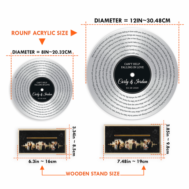 Custom Song Lyrics & Upload Photos Silver, Acrylic Record