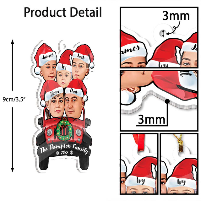 Custom Face From Photo, SUV Family, Shape Ornament 2 Sides