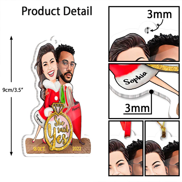 Custom Face From Photo, Gift For Couple, Christmas Ring, Shape Ornament 2 Sides