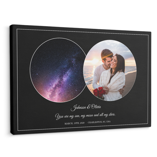 Custom Star Map, Customizable Night Sky, Photo And Text Navy Background