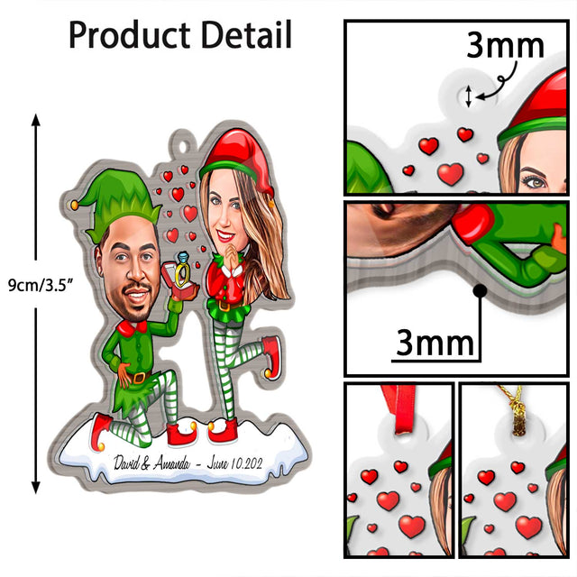 Custom Face From Photo, Gift For Couple, Christmas Marry Me, Shape Ornament 2 Sides