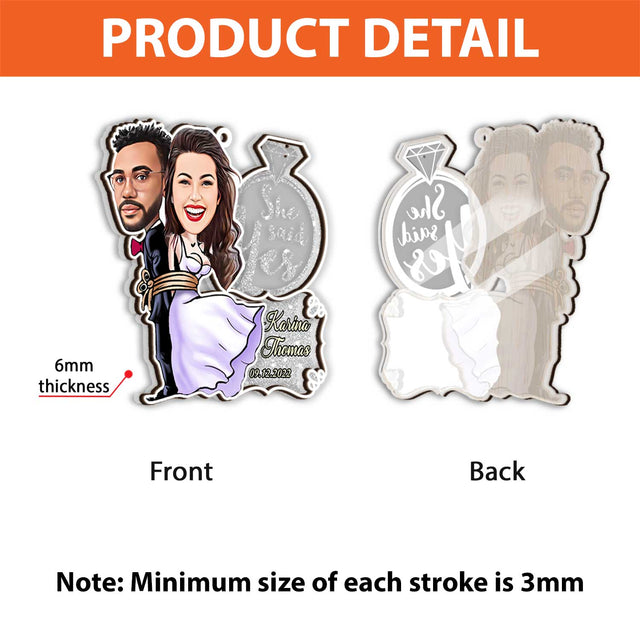 She Said Yes, Custom Face From Photo, Christmas Shape Ornament 2 Layer