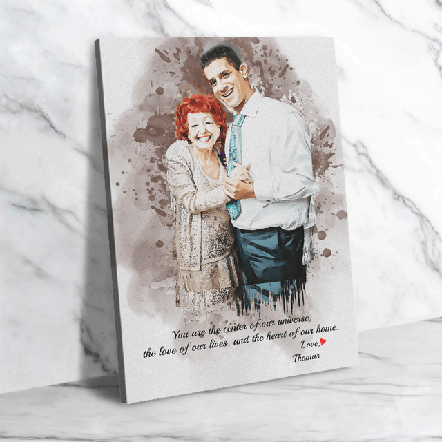 Custom Portrait From Photo, Watercolor Painting Canvas Wall Art